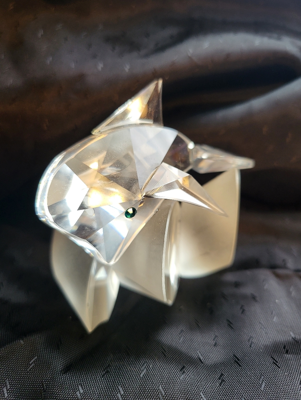 Crystal Dolphin Figurine with Green Eyes 2.25 x 3.25 Inches